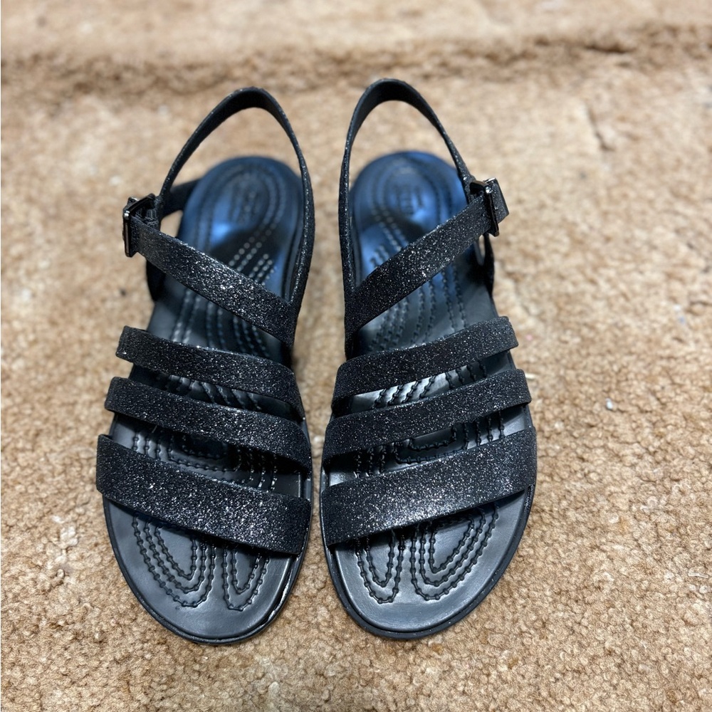 CROCS Black Sandals Multi-Strap Design
